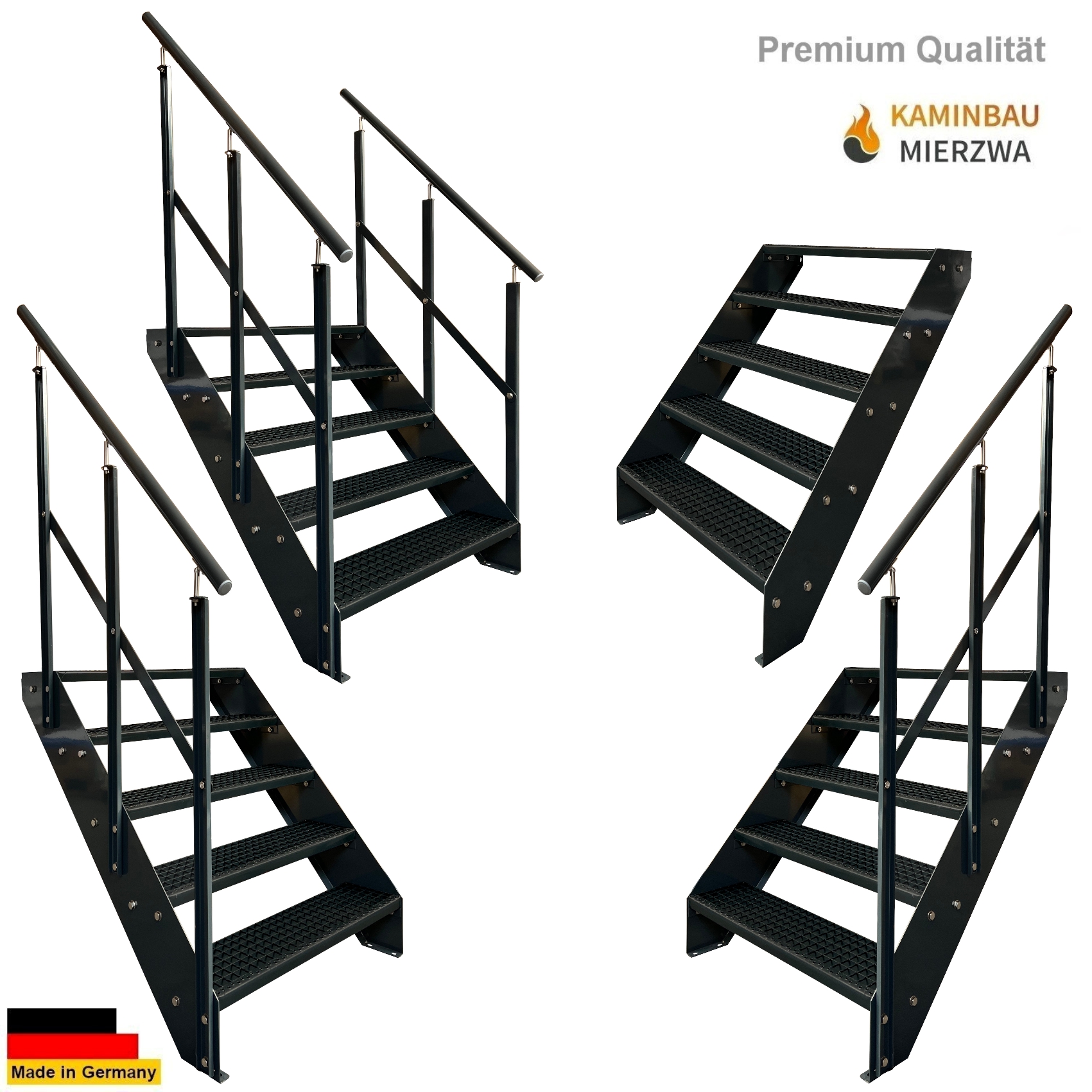 Wangentreppe Geländer 5 Stu. Ganz Pulverlackiert H:95cm Wangentreppe Geländer 5 Stu. Ganz Pulverlackiert H:95cm