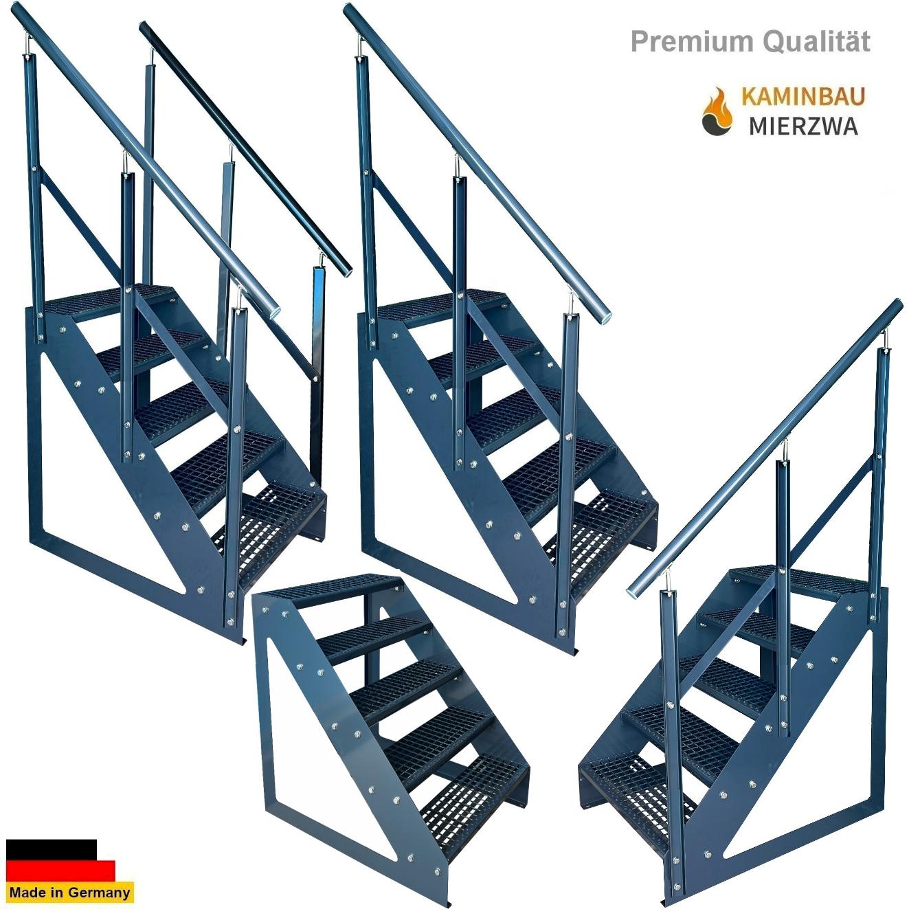 Außen Stahltreppe Freistehend Geländer 5 Stufen 95cm Verzinkt & Komplett Pulverlackiert Außen Stahltreppe Freistehend Geländer 5 Stufen 95cm Verzinkt & Komplett Pulverlackiert