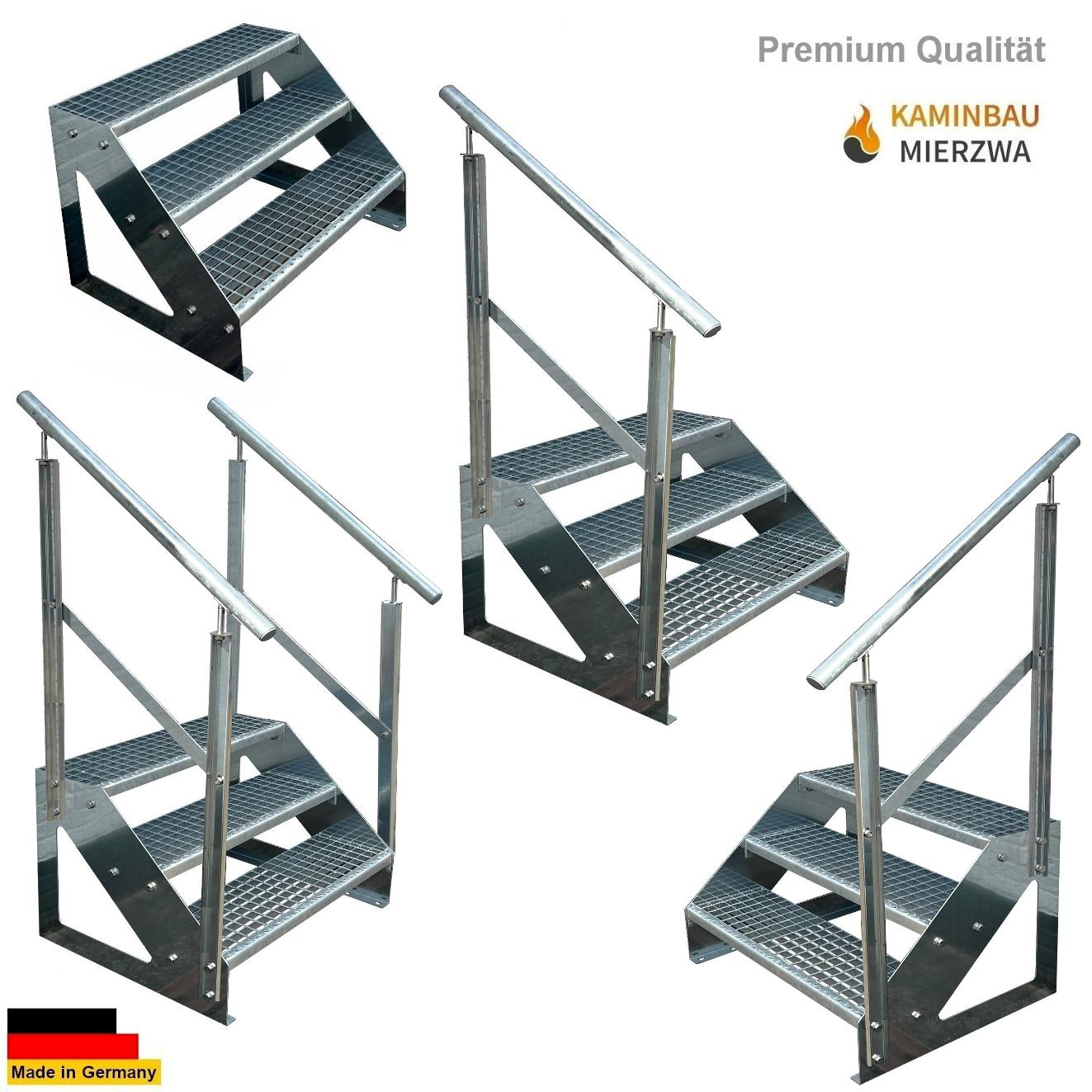 Außen Stahltreppe Freistehend Geländer 3 Stufen 57cm Verzinkt Außen Stahltreppe Freistehend Geländer 3 Stufen 57cm Verzinkt