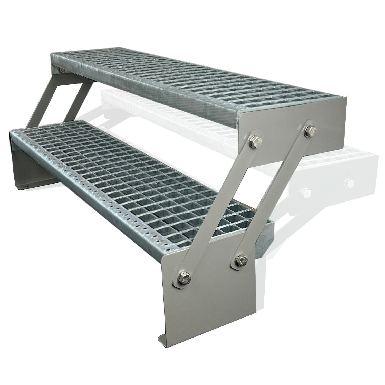Adjustable Staircase, 2-piece stringer, silver, H: 30–43 cm Adjustable Staircase, 2-piece stringer, silver, H: 30–43 cm