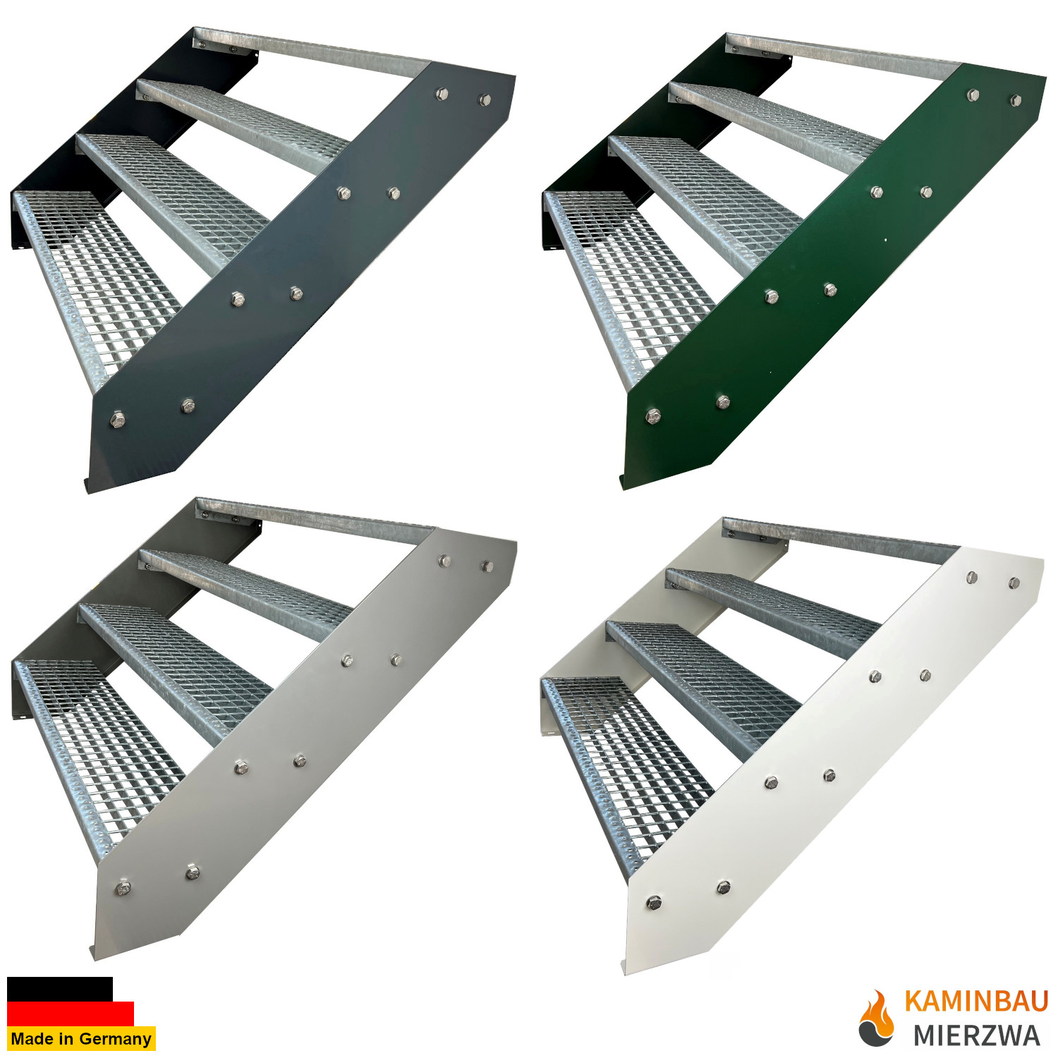 4-step stringer staircase. Stringers powder-coated. H: 76 cm 4-step stringer staircase. Stringers powder-coated. H: 76 cm