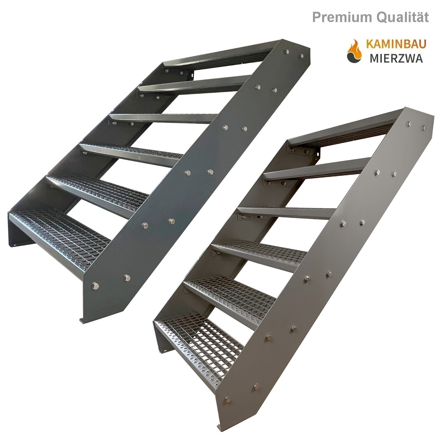 6-step stringer staircase, fully powder-coated, H: 114 cm 6-step stringer staircase, fully powder-coated, H: 114 cm