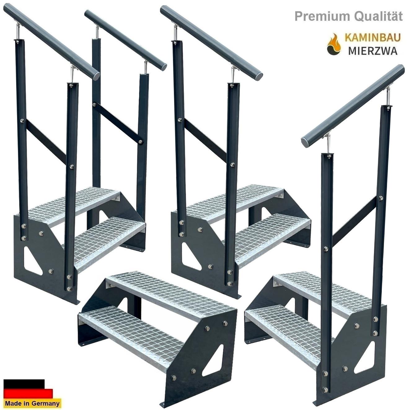 Außen Stahltreppe Freistehend Geländer 2 Stufen 38cm Verzinkt & Seiten Pulverlackiert Außen Stahltreppe Freistehend Geländer 2 Stufen 38cm Verzinkt & Seiten Pulverlackiert