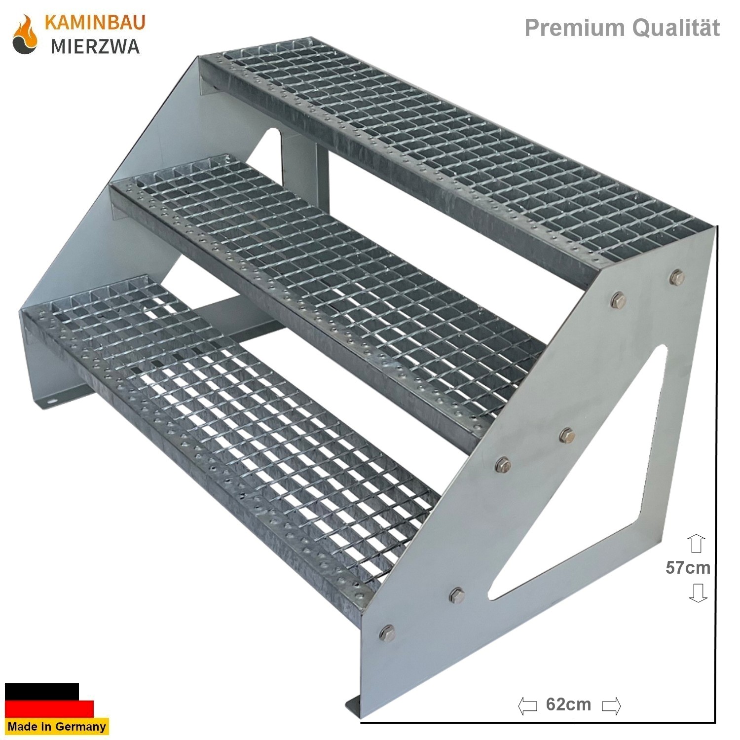 Außen Stahltreppe Freistehend 3 Stufen 57cm Verzinkt Außen Stahltreppe Freistehend 3 Stufen 57cm Verzinkt