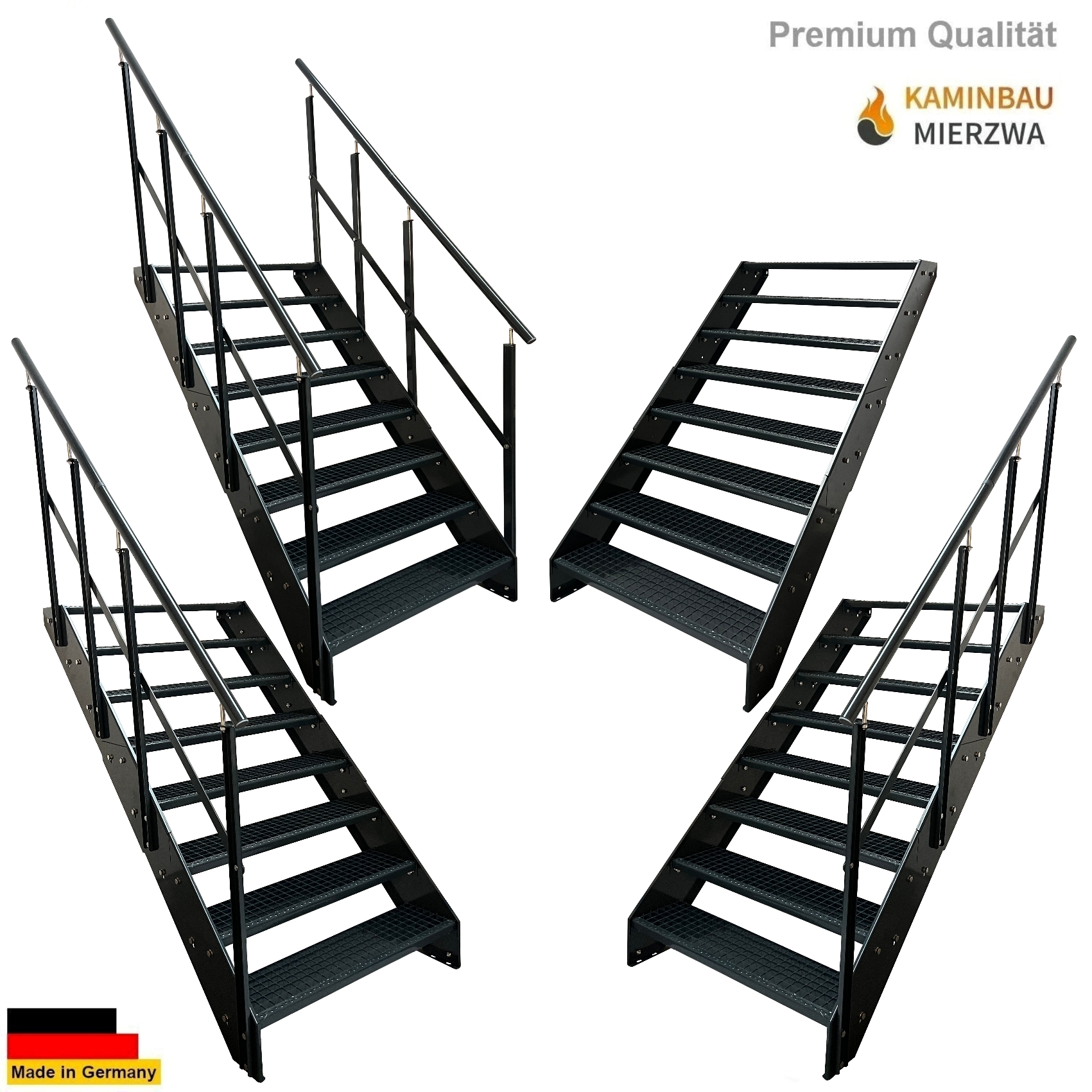 Wangentreppe W2 Geländer 8 Stu. Ganz Pulverlackiert H:152cm Wangentreppe W2 Geländer 8 Stu. Ganz Pulverlackiert H:152cm