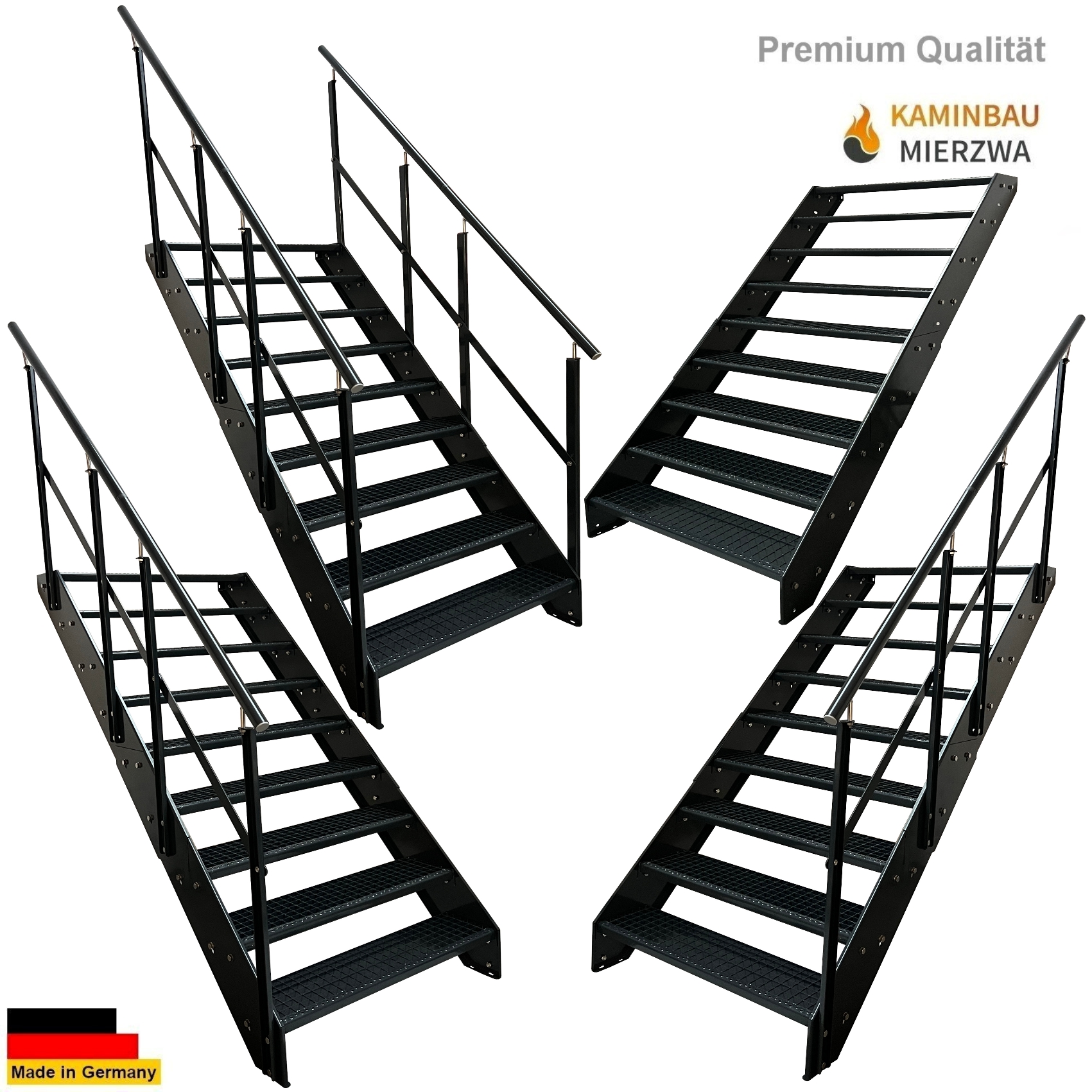 Straight staircase balustrade, 9 sections, fully powder-coated, H: 171 cm Straight staircase balustrade, 9 sections, fully powder-coated, H: 171 cm