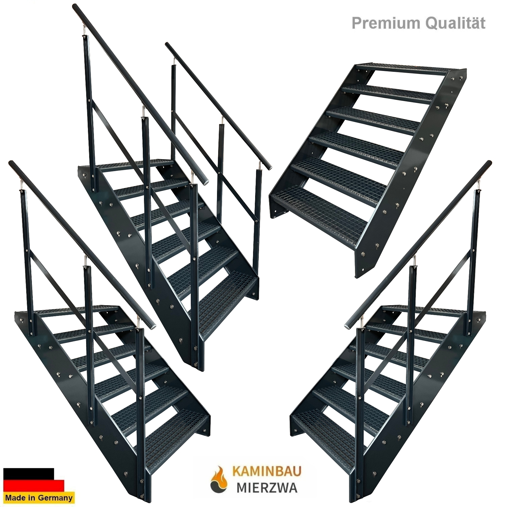 Wangentreppe Geländer 6 Stu. Ganz Pulverlackiert H:114cm Wangentreppe Geländer 6 Stu. Ganz Pulverlackiert H:114cm