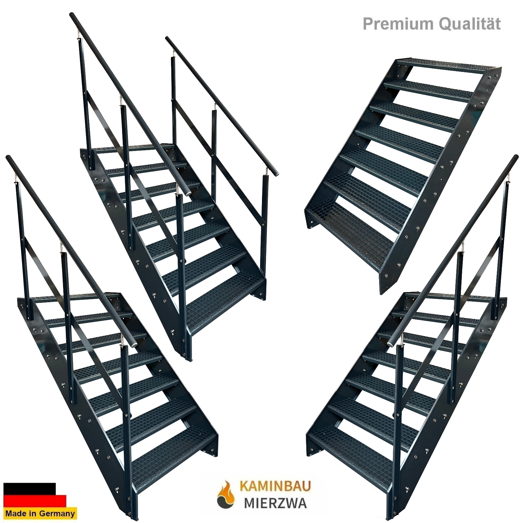 Straight staircase banister, 7 steps, fully powder-coated, H: 133 cm Straight staircase banister, 7 steps, fully powder-coated, H: 133 cm