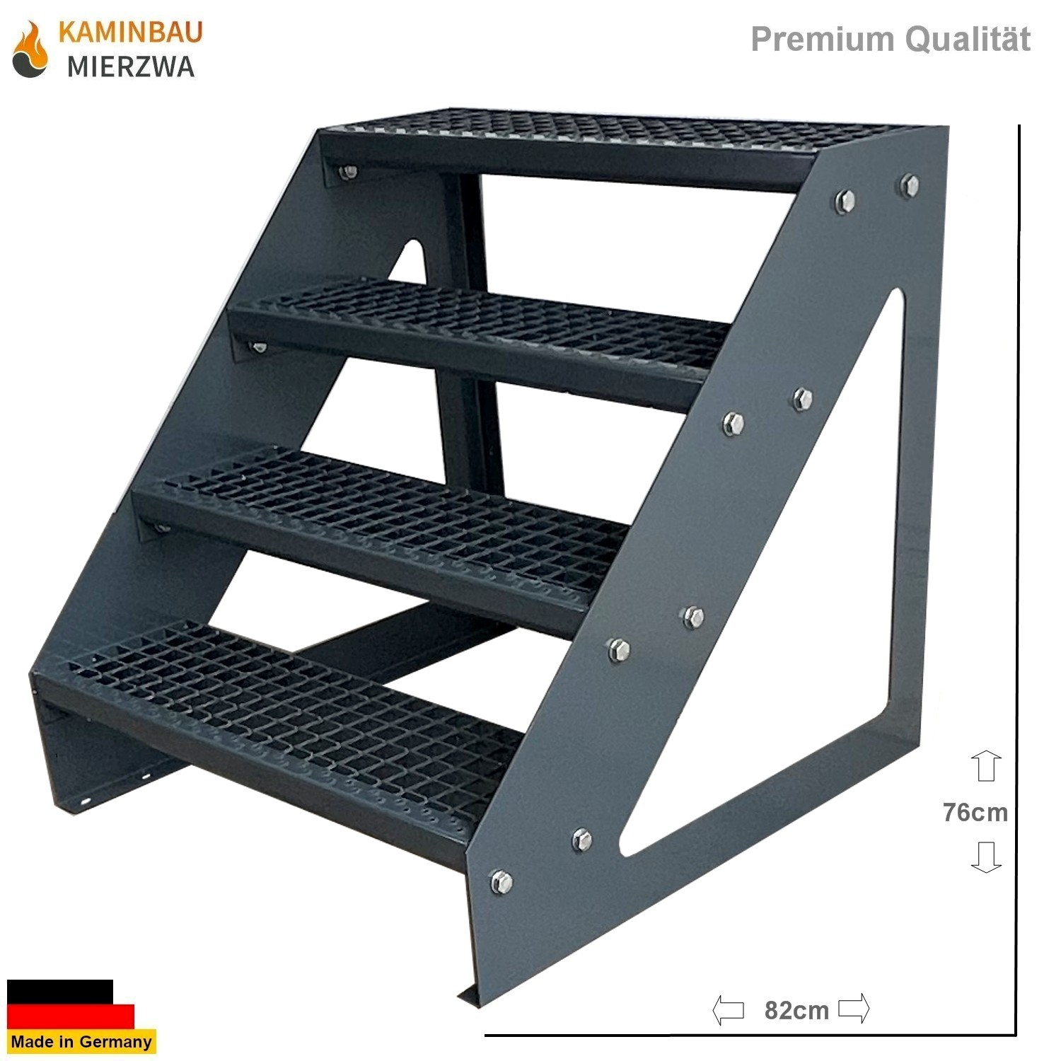 Außen Stahltreppe Freistehend 4 Stufen 76cm Verzinkt & Komplett Pulverlackiert Außen Stahltreppe Freistehend 4 Stufen 76cm Verzinkt & Komplett Pulverlackiert