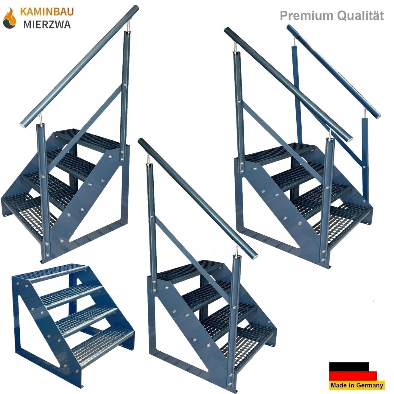 Außen Stahltreppe Freistehend Geländer 4 Stufen 76cm Verzinkt & Komplett Pulverlackiert Außen Stahltreppe Freistehend Geländer 4 Stufen 76cm Verzinkt & Komplett Pulverlackiert