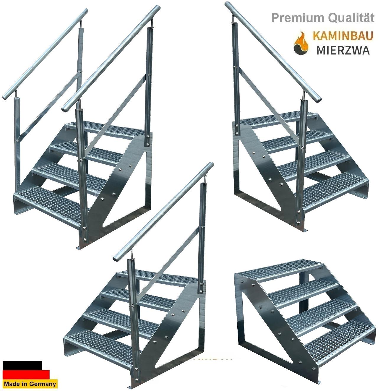 Außen Stahltreppe Freistehend Geländer 4 Stufen 76cm Verzinkt Außen Stahltreppe Freistehend Geländer 4 Stufen 76cm Verzinkt
