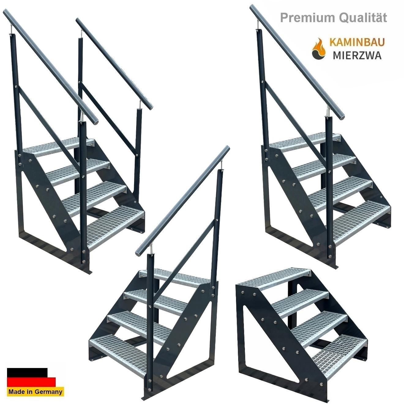 Außen Stahltreppe Freistehend Geländer 4 Stufen 76cm Verzinkt & Seiten Pulverlackiert Außen Stahltreppe Freistehend Geländer 4 Stufen 76cm Verzinkt & Seiten Pulverlackiert