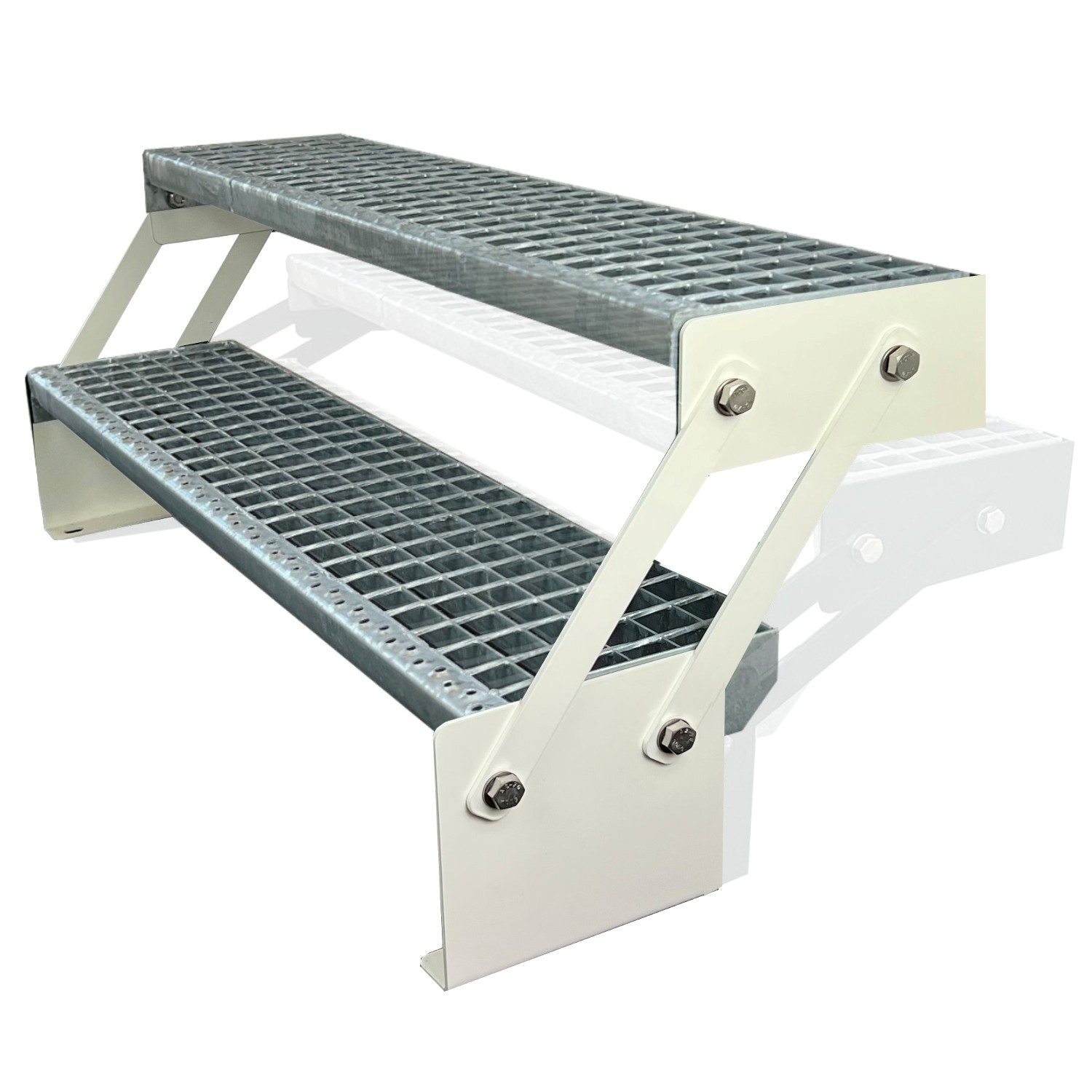 Adjustable Staircase, 2-piece stringer, white, H: 30–43 cm Adjustable Staircase, 2-piece stringer, white, H: 30–43 cm