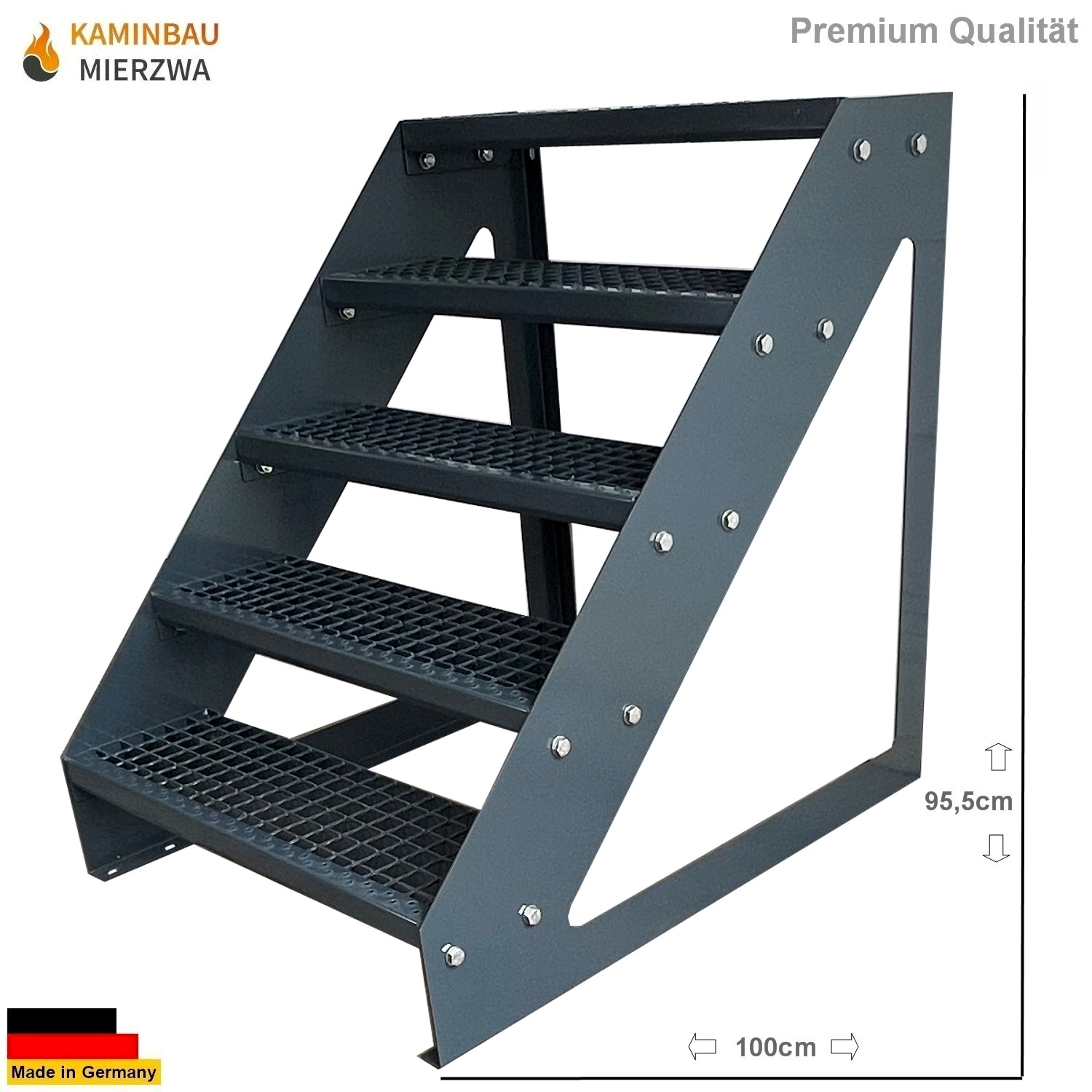 Außen Stahltreppe Freistehend 5 Stufen 95cm Verzinkt & Komplett Pulverlackiert Außen Stahltreppe Freistehend 5 Stufen 95cm Verzinkt & Komplett Pulverlackiert