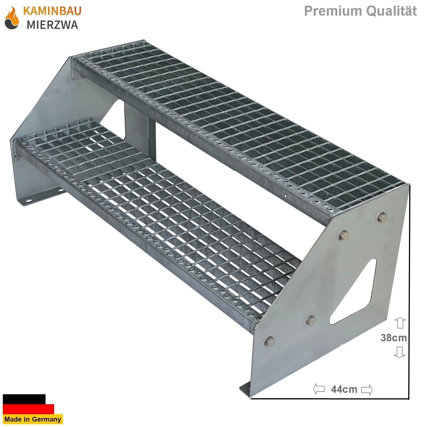 Außen Stahltreppe Freistehend 2 Stufen 38cm Verzinkt Außen Stahltreppe Freistehend 2 Stufen 38cm Verzinkt