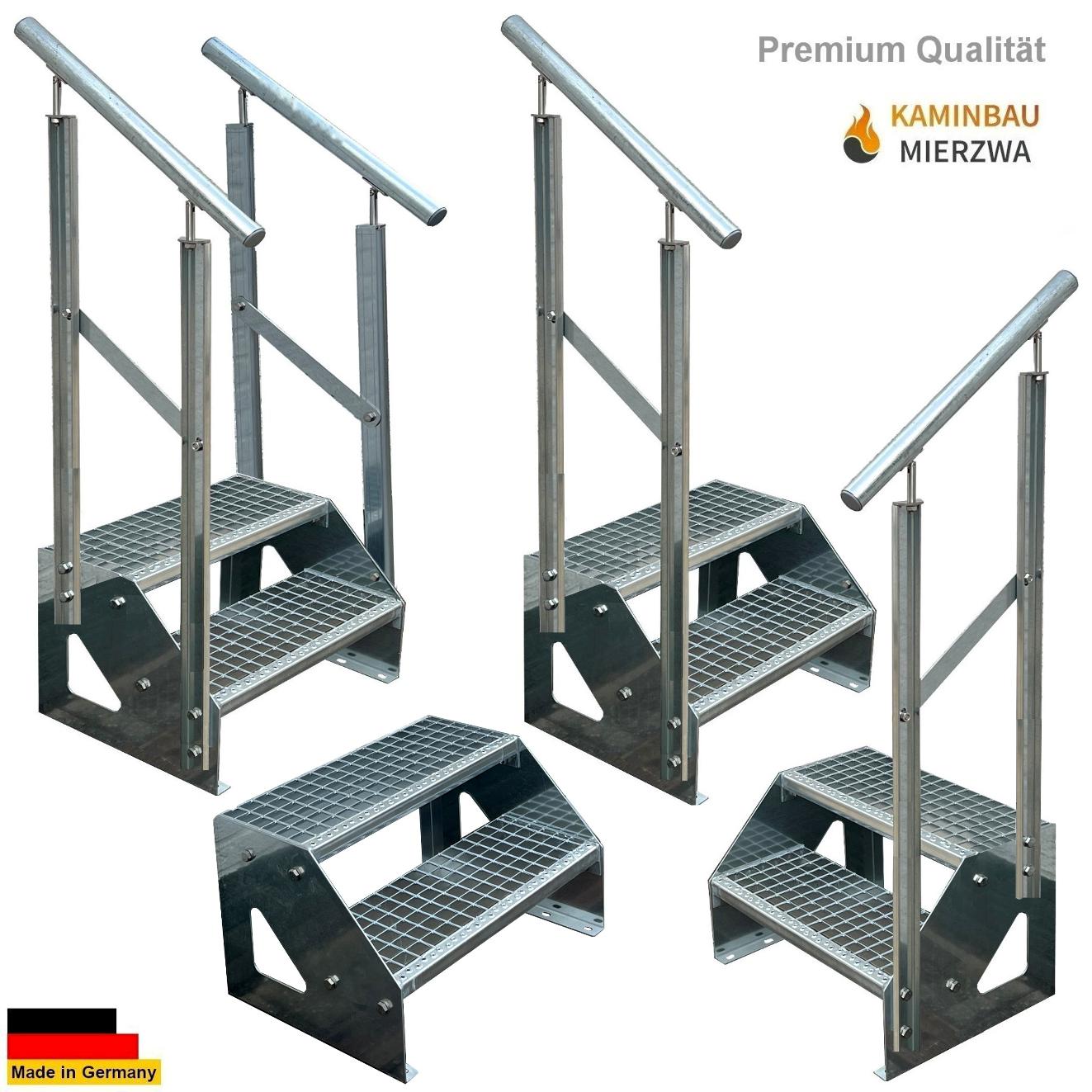 Außen Stahltreppe Freistehend Geländer 2 Stufen 38cm Verzinkt Außen Stahltreppe Freistehend Geländer 2 Stufen 38cm Verzinkt