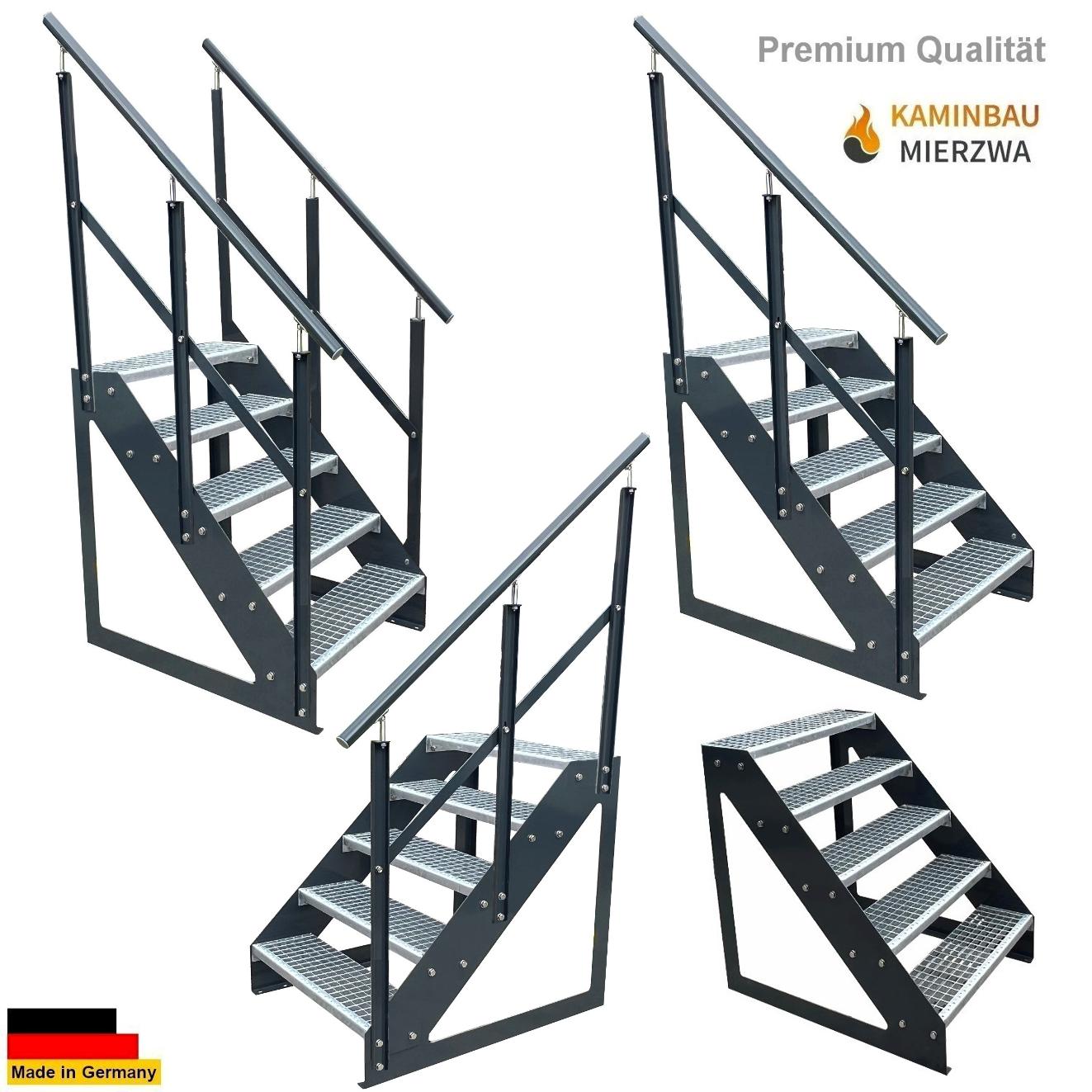 Außen Stahltreppe Freistehend Geländer 5 Stufen 95cm Verzinkt & Seiten Pulverlackiert Außen Stahltreppe Freistehend Geländer 5 Stufen 95cm Verzinkt & Seiten Pulverlackiert