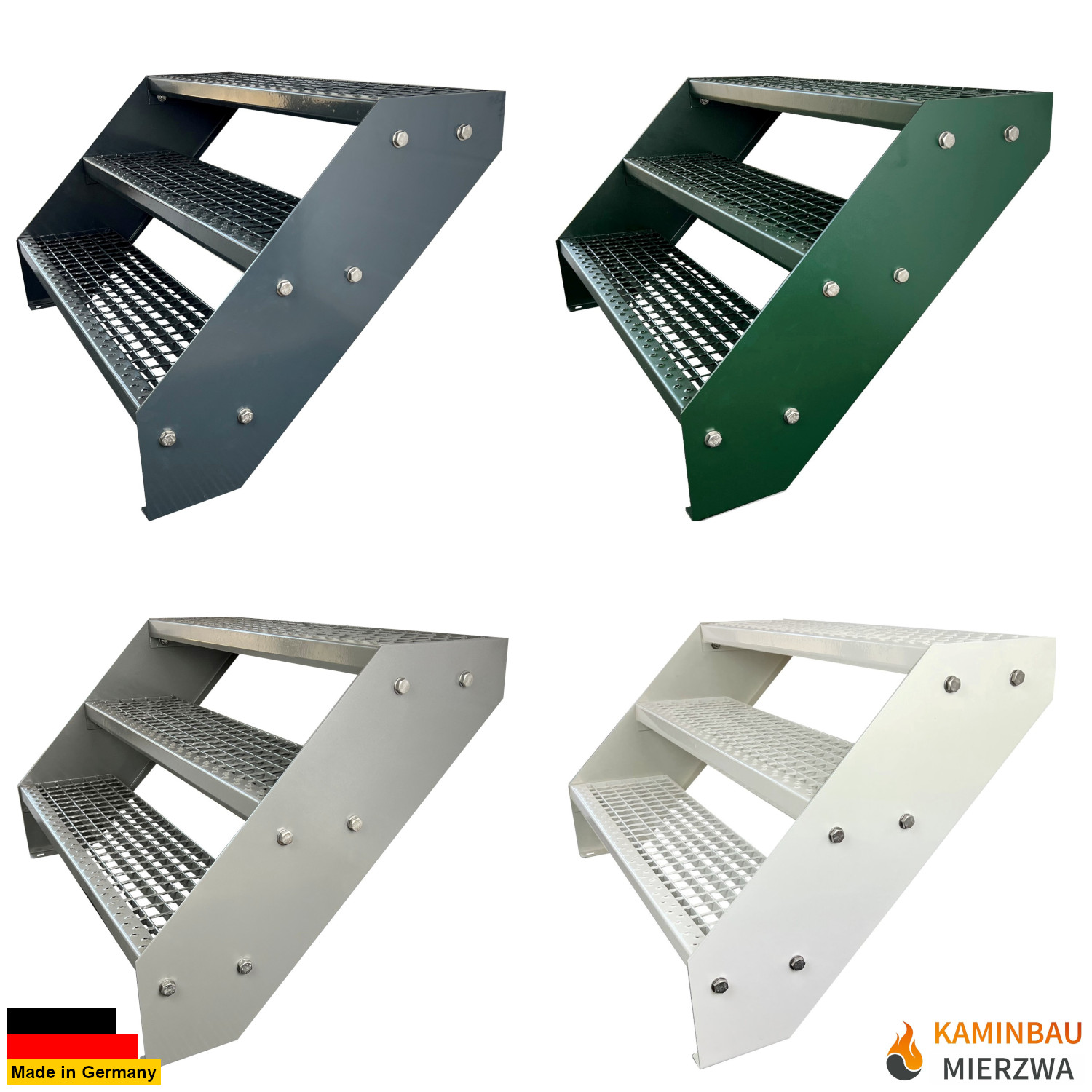 3-step stringer staircase, fully powder-coated, H: 57 cm 3-step stringer staircase, fully powder-coated, H: 57 cm