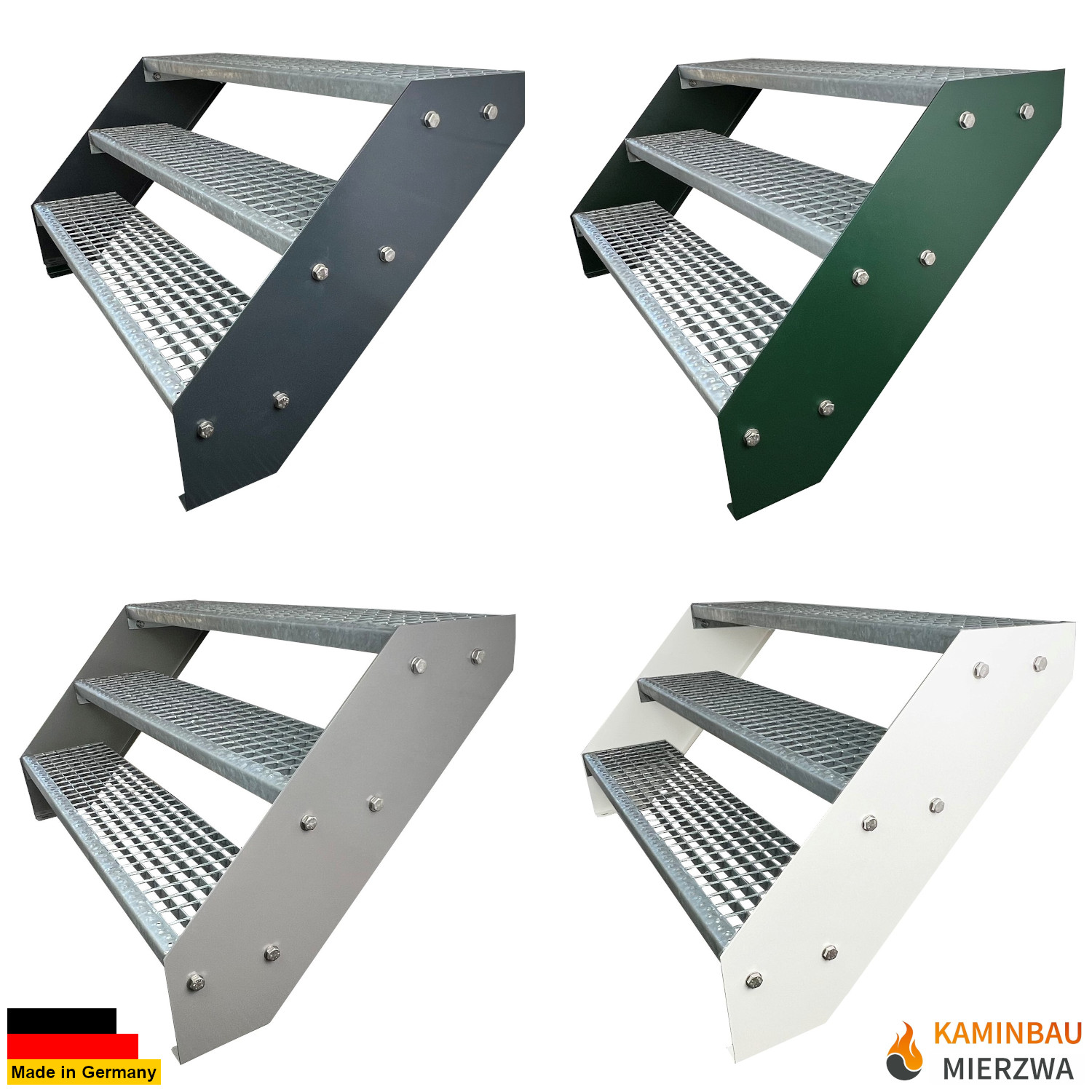 3-step stringer staircase. Stringers powder-coated. H: 57 cm 3-step stringer staircase. Stringers powder-coated. H: 57 cm