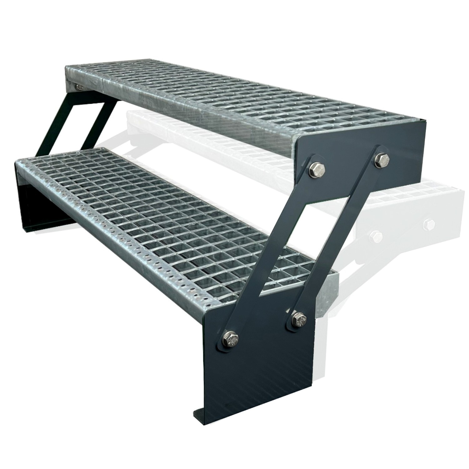 Adjustable Staircase, 2-piece, Side Panel, Anthracite, H: 30–43 cm Adjustable Staircase, 2-piece, Side Panel, Anthracite, H: 30–43 cm