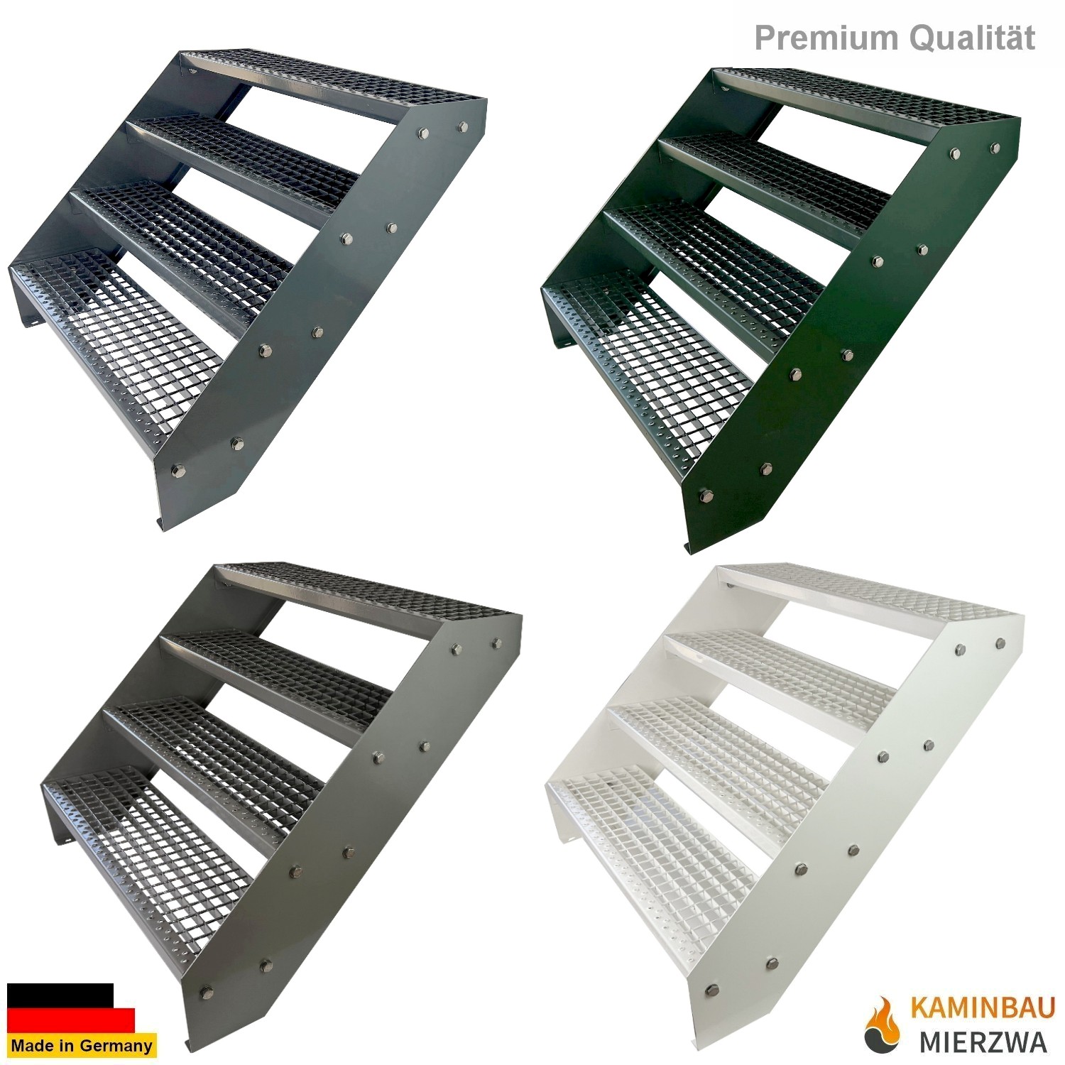 4-step stringer staircase, fully powder-coated, H: 76 cm 4-step stringer staircase, fully powder-coated, H: 76 cm