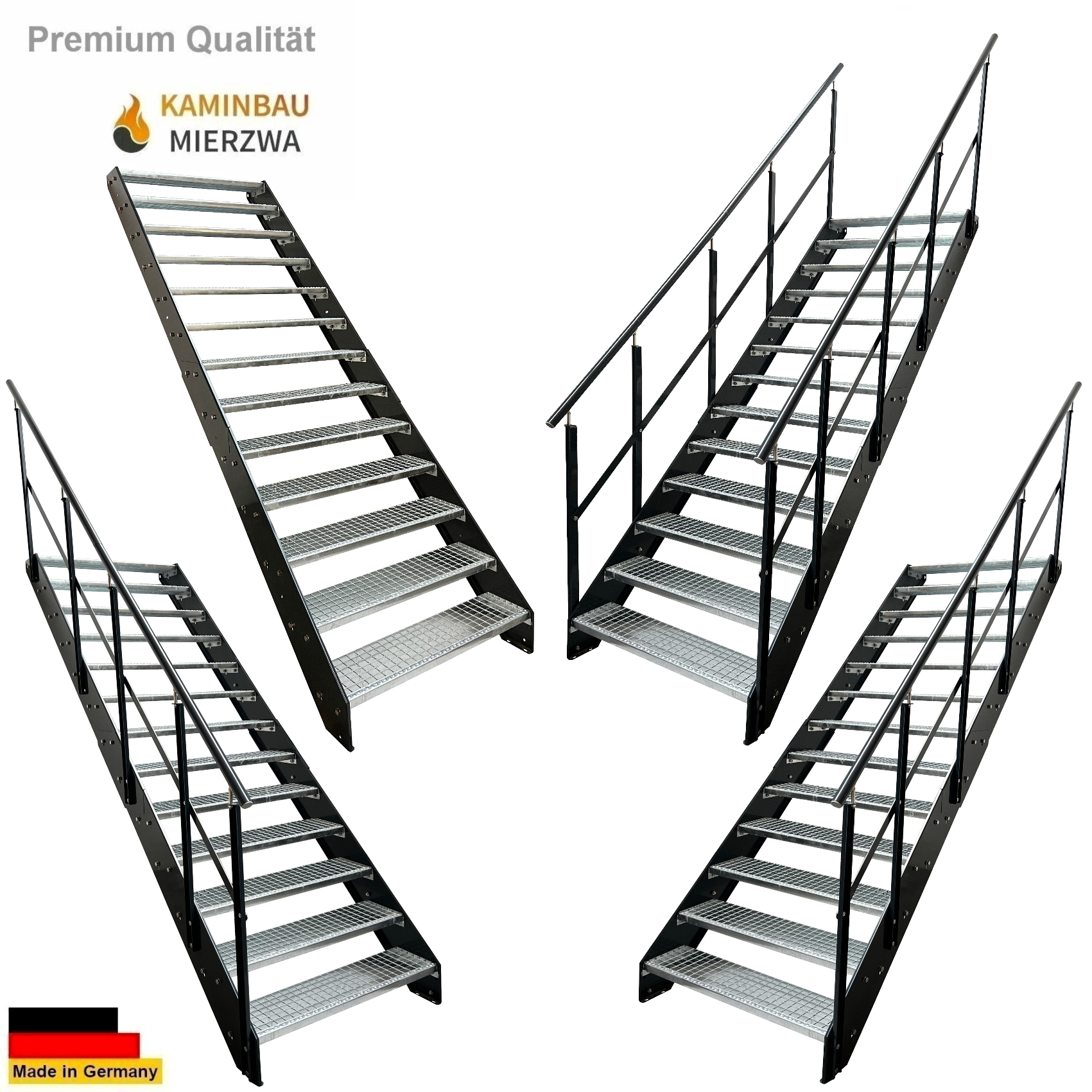 Wangentreppe Geländer 13 Stu. Wangen und Geländer Pulverlackiert H:247cm Wangentreppe Geländer 13 Stu. Wangen und Geländer Pulverlackiert H:247cm