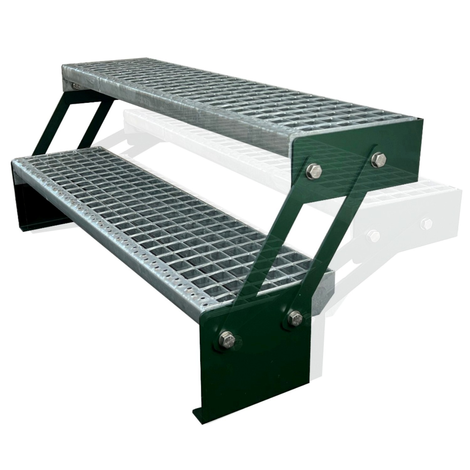 Adjustable Staircase, 2-piece stringer, green, H: 30–43 cm Adjustable Staircase, 2-piece stringer, green, H: 30–43 cm