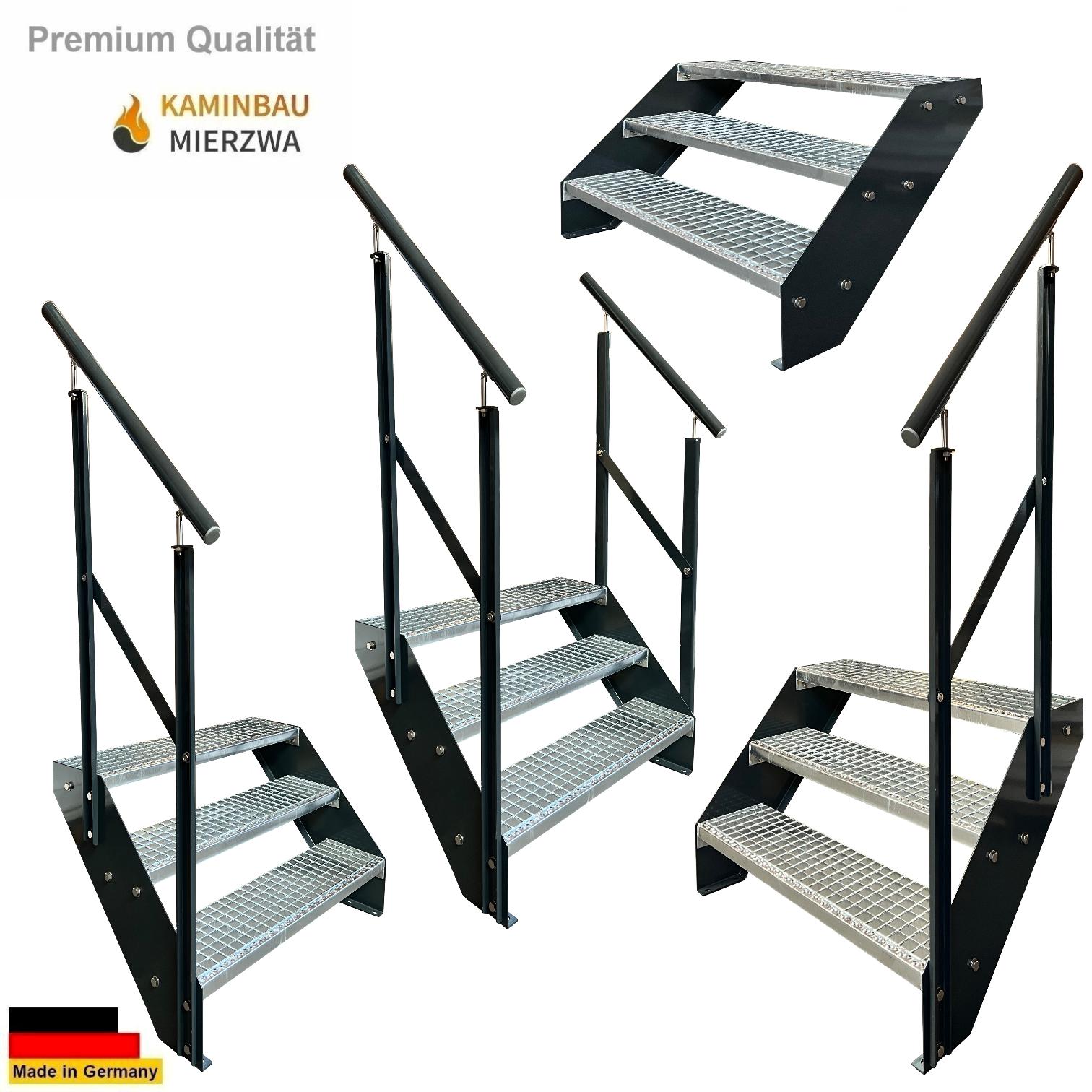 Straight staircase balustrade, 3 sections. Stringers and balustrade powder-coated. H: 57 cm Straight staircase balustrade, 3 sections. Stringers and balustrade powder-coated. H: 57 cm